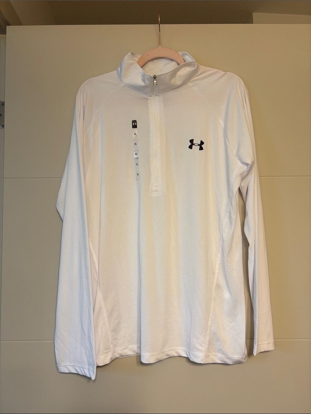 Under Armour White Long Sleeve 1/4 Zip Performance Pullover